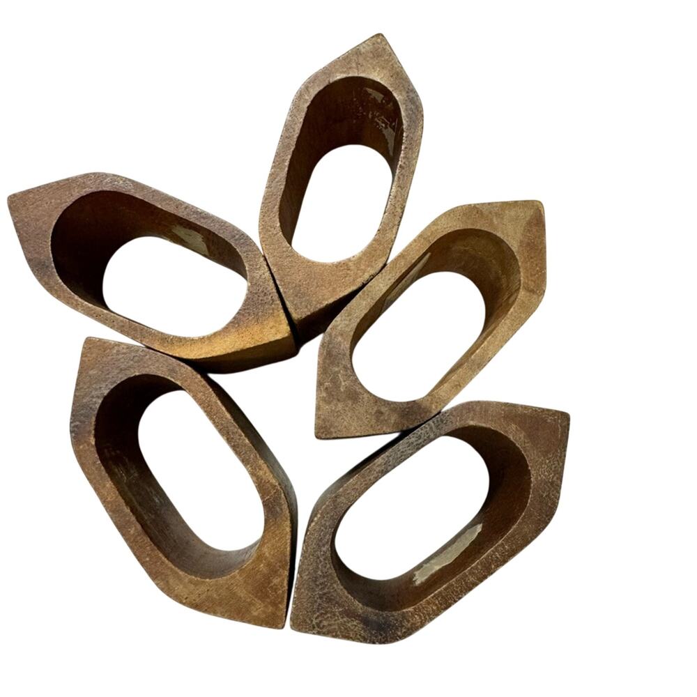 Vintage MCM Wood Rectangle Napkin Holders Made In Philippines Set of 5